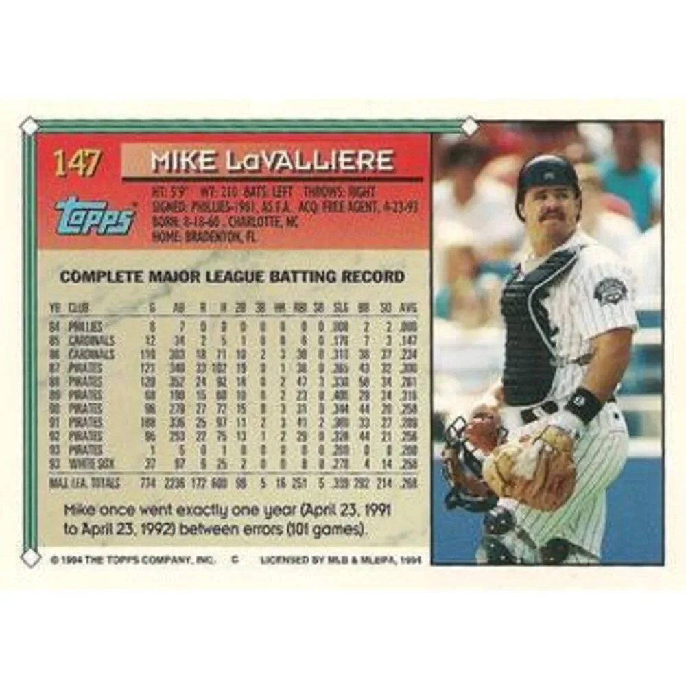 1994 Topps Mike LaValliere # 147 Chicago White Sox